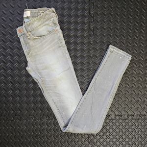 Marc Jacobs grey green paint splatter skinny jeans